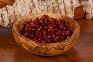 Traditional soaked cowberry in the bowl