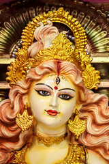 Maa Durga Blossoming Beauty Through The Golden Crown.