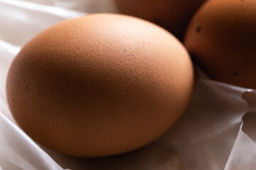 Close up of brown eggs 