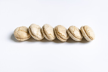 stalked macaron on white background