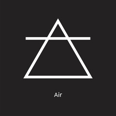 Air alchemy vector illustration element icon, line symbols. Alchemy icon. Basic mystic elements on black background