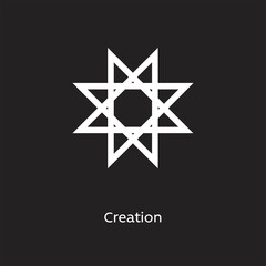 Creation alchemy vector illustration element icon, line symbols. Alchemy icon. Basic mystic elements on black background