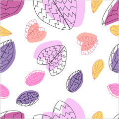 Cute hand-drawn flower seamless pattern.  Can use for print, template, fabric, presentation, textile, banner, poster, wallpaper, digital paper.
