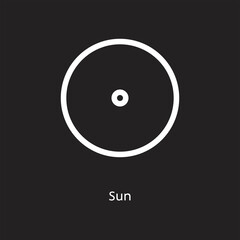 Sun alchemy vector illustration element icon, line symbols. Alchemy icon. Basic mystic elements on black background