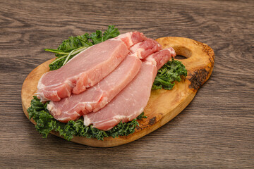 Raw pork steak for cooking