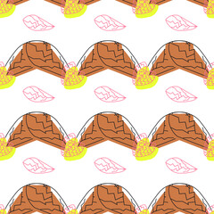 Cute hand-drawn flower seamless pattern.  Can use for print, template, fabric, presentation, textile, banner, poster, wallpaper, digital paper.