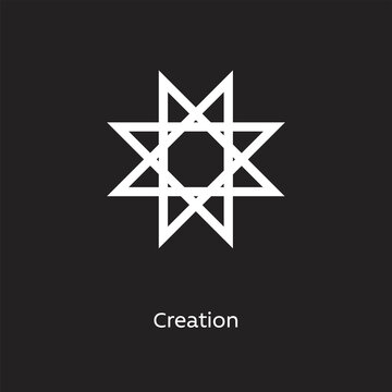Creation alchemy vector illustration element icon, line symbols. Alchemy icon. Basic mystic elements on black background