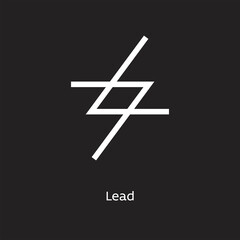 Lead alchemy vector illustration element icon, line symbols. Alchemy icon. Basic mystic elements on black background