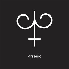 Arsenic alchemy vector illustration element icon, line symbols. Alchemy icon. Basic mystic elements on black background