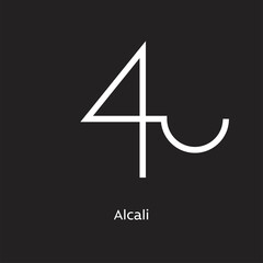 Alcali alchemy vector illustration element icon, line symbols. Alchemy icon. Basic mystic elements on black background