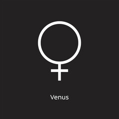 Venus alchemy vector illustration element icon, line symbols. Alchemy icon. Basic mystic elements on black background