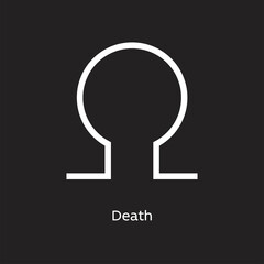 Death alchemy vector illustration element icon, line symbols. Alchemy icon. Basic mystic elements on black background