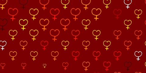 Light Red, Yellow vector texture with women's rights symbols.