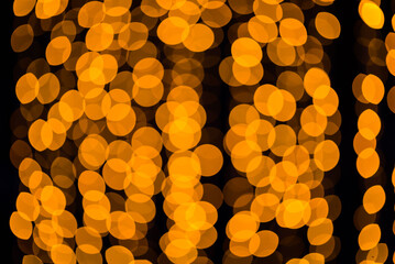 Unfocused blurred orange bokeh background. Unfocused. Bokeh abstract texture. Unfocused background. Blurred bright light