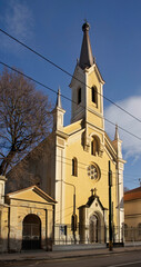 Fototapeta na wymiar Greek catholic Cathedral of Ascension of St. Cross at Ondrej Cemetery in Bratislava. Slovakia