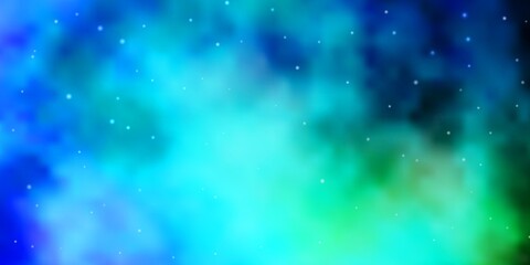 Light Blue, Green vector background with small and big stars. Blur decorative design in simple style with stars. Theme for cell phones.