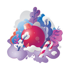 Christmas composition. Merry Christmas holiday icons vintage circle composition. Design element for New Year card.