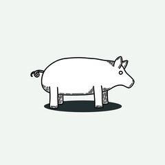 vector illustration of a pig