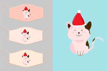 illustration vector graphic of cute cat mouth in mask design