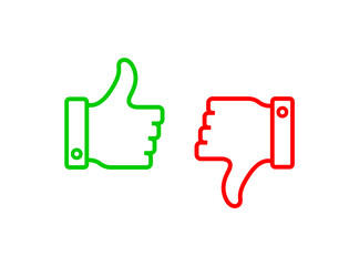 Thumb up like and dislike. Vector isolated icon.