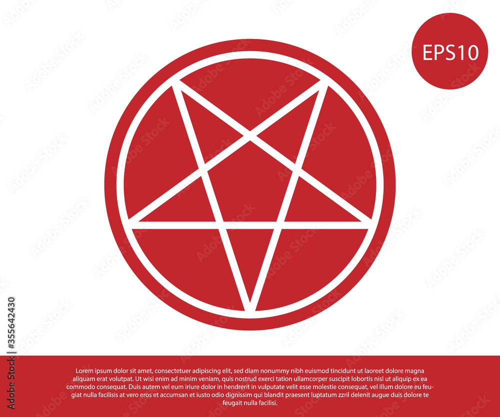 Wall mural red pentagram in a circle icon isolated on white background. magic occult star symbol. vector illust