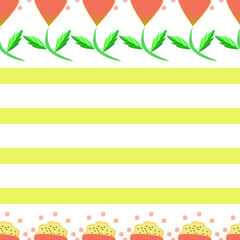 Cute hand-drawn flower seamless pattern.  Can use for print, template, fabric, presentation, textile, banner, poster, wallpaper, digital paper.