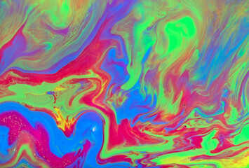 Beautiful vivid marble pattern. Fluorescent bright background.