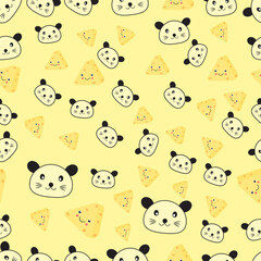 seamless pattern with rats and cheese.