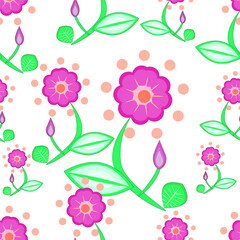 Cute hand-drawn flower seamless pattern.  Can use for print, template, fabric, presentation, textile, banner, poster, wallpaper, digital paper.