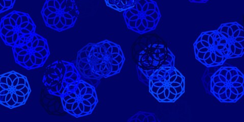Light BLUE vector doodle pattern with flowers.