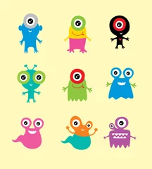 Fotobehang schattig monster mascotte karakter ontwerp vector © LanSea