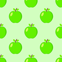 Seamless background of  green apple. Vector illustration.