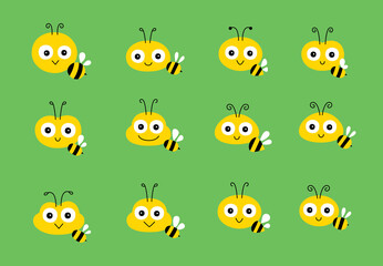 Obraz premium cute bee cartoon vector set