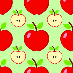 Seamless background of red apple. Vector illustration.