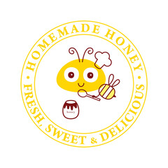 sweet honey bee cartoon vector signage