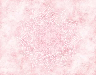 Fotobehang Mandala Rosy mandala mystic abstract background in light pink color. With an scratched, faded, foggy effect.  © GraffiTimi