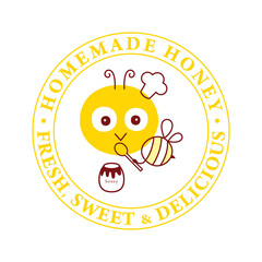 sweet honey bee cartoon vector signage
