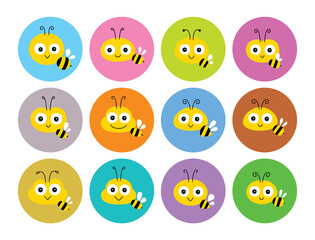 cute honey bee mascot character design vector