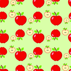 Seamless background of red apple. Vector illustration.
