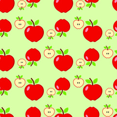 Seamless background of red apple. Vector illustration.
