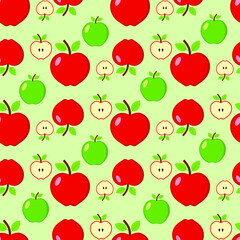 Seamless background of red apple. Vector illustration.
