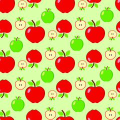 Seamless background of red apple. Vector illustration.
