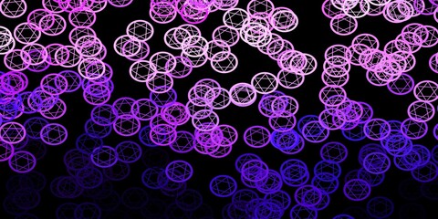 Dark Purple, Pink vector template with esoteric signs.