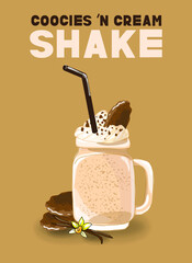 Vector illustration cookies and cream cocktail smoothie
