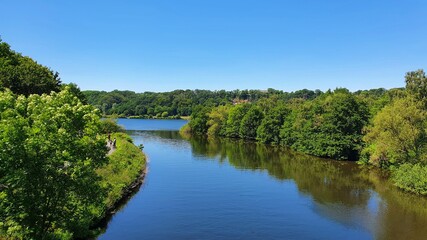 Fototapeta na wymiar Panoramic view over river ruhr in witten germany