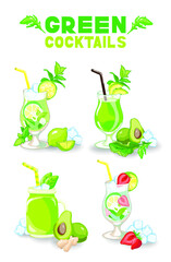 Vector illustration lettering of cocktails and smoothies