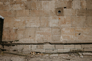 the wall of Gergeti church