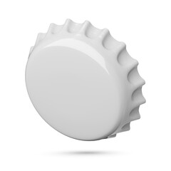 Gray metal beer lid, soda cap, bottle cover isolated on white.