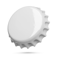 Gray metal soda or beer cap isolated on white background.