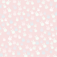 Easter pink and blue bunny and rabbit seamless pattern background.